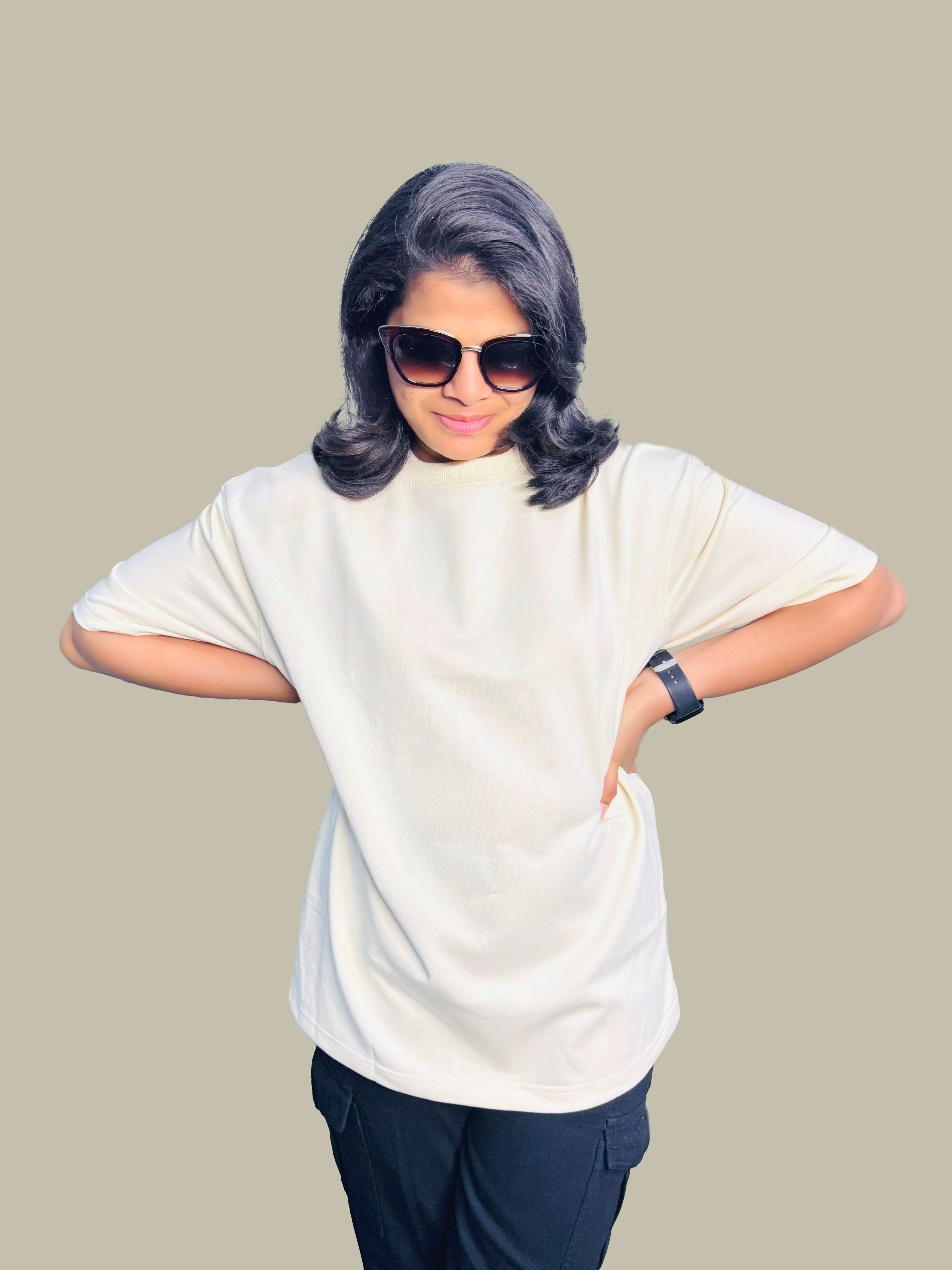 MRUVA's Oversized Fit - Beige