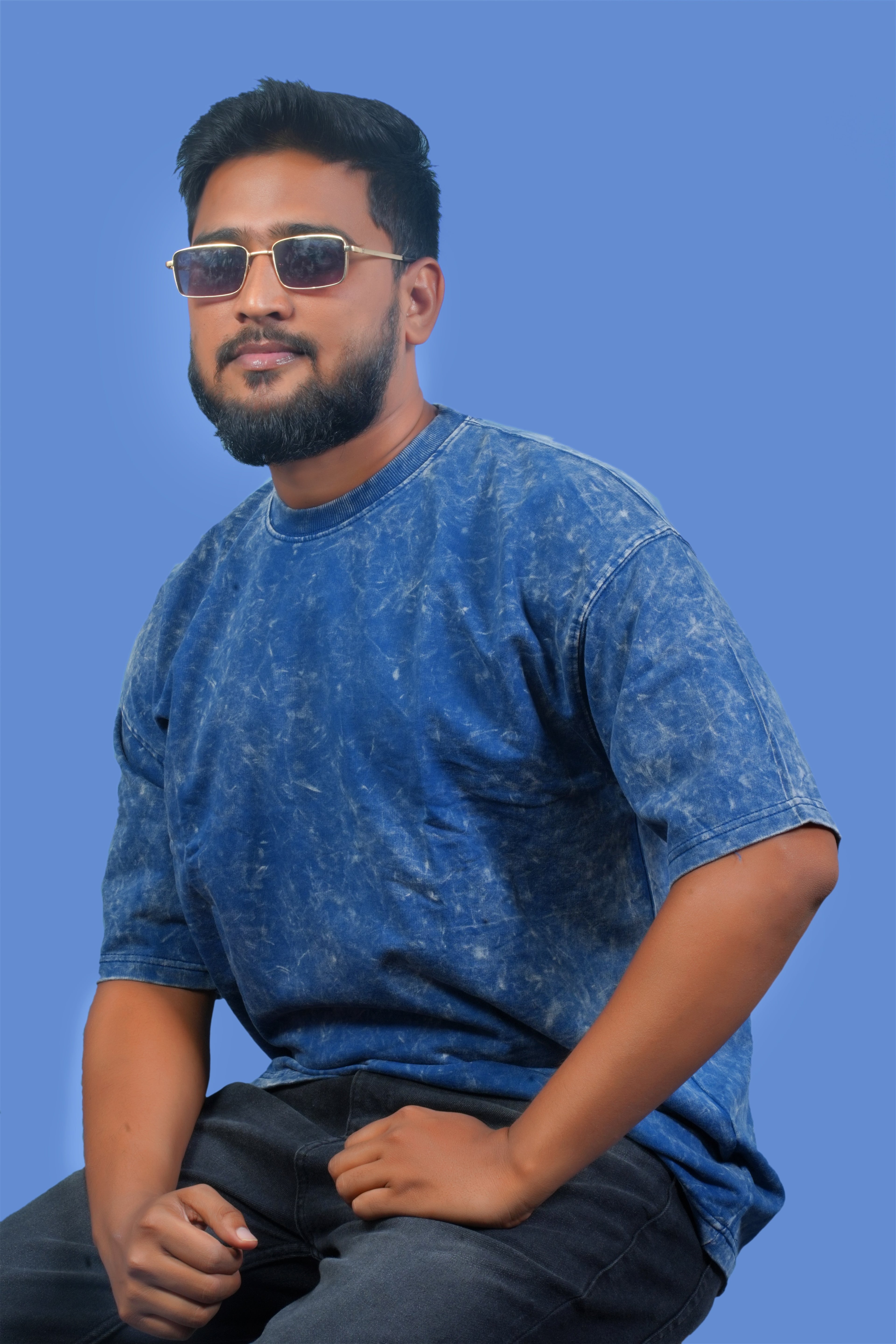 MRUVA's Acid Wash Oversized Fit - Blue