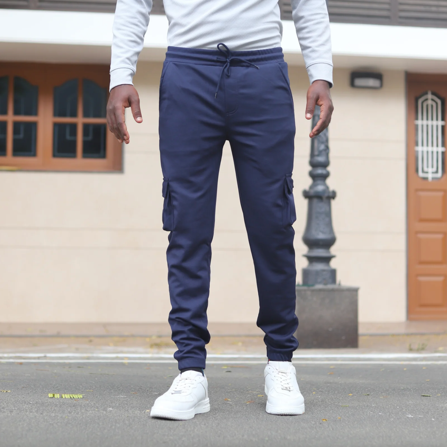 MRUVA's Cargo Track Pant - Navy Blue