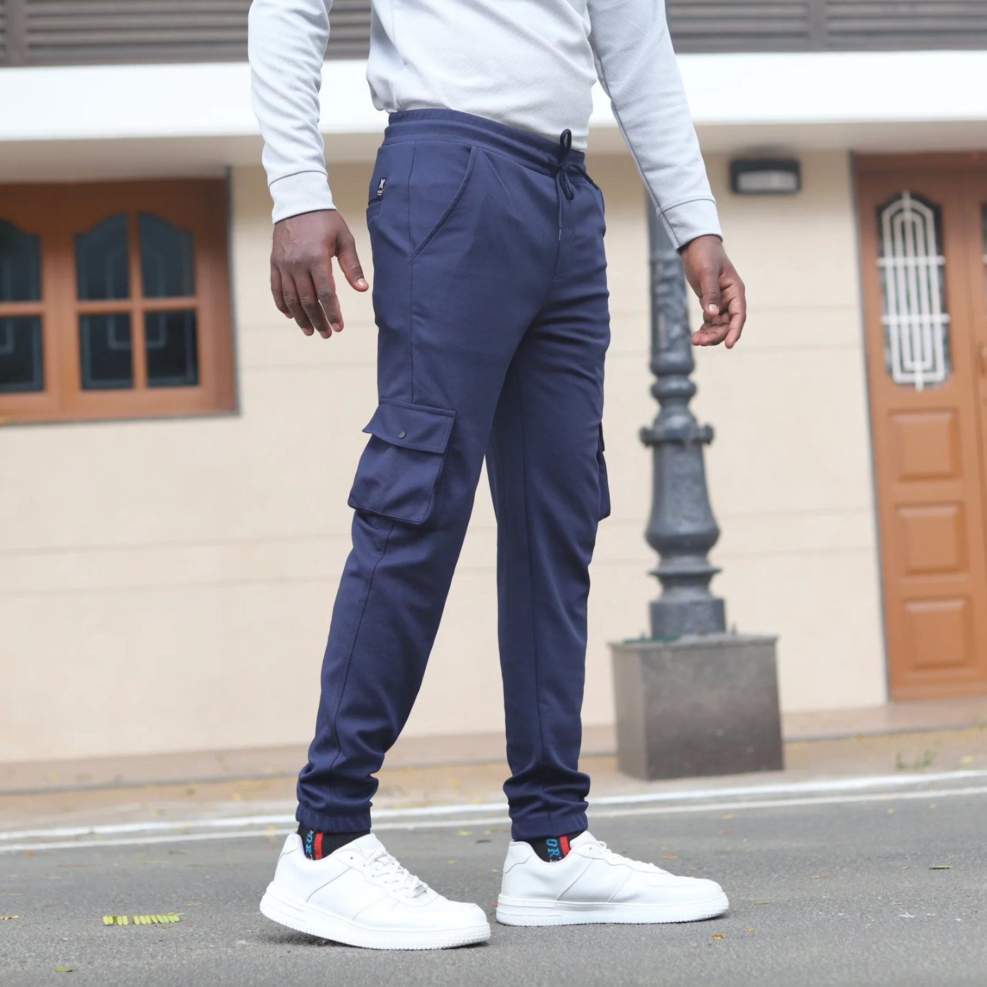 MRUVA's Cargo Track Pant - Navy Blue